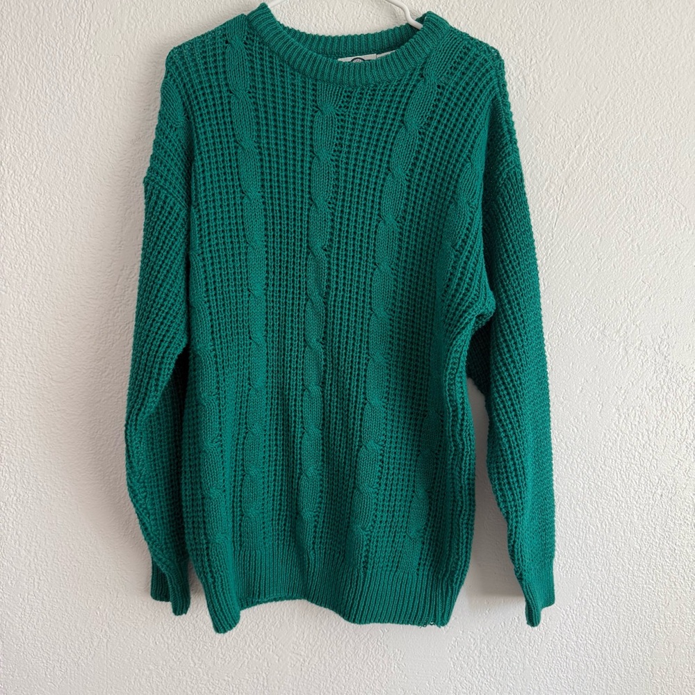 Gulf Traders Vintage 90s Sweater Men’s Size Medium Teal Green Cotton Crewneck